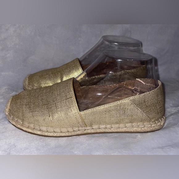 Banana Republic Women’s Gold Canvas Espadrille Flats Jute Boho Chic Resort Wear - Picture 6 of 13